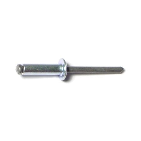Midwest Fastener Blind Rivet, Dome Head, 3/16 in Dia., 1/2 in L, Steel Body, 100 PK 51094